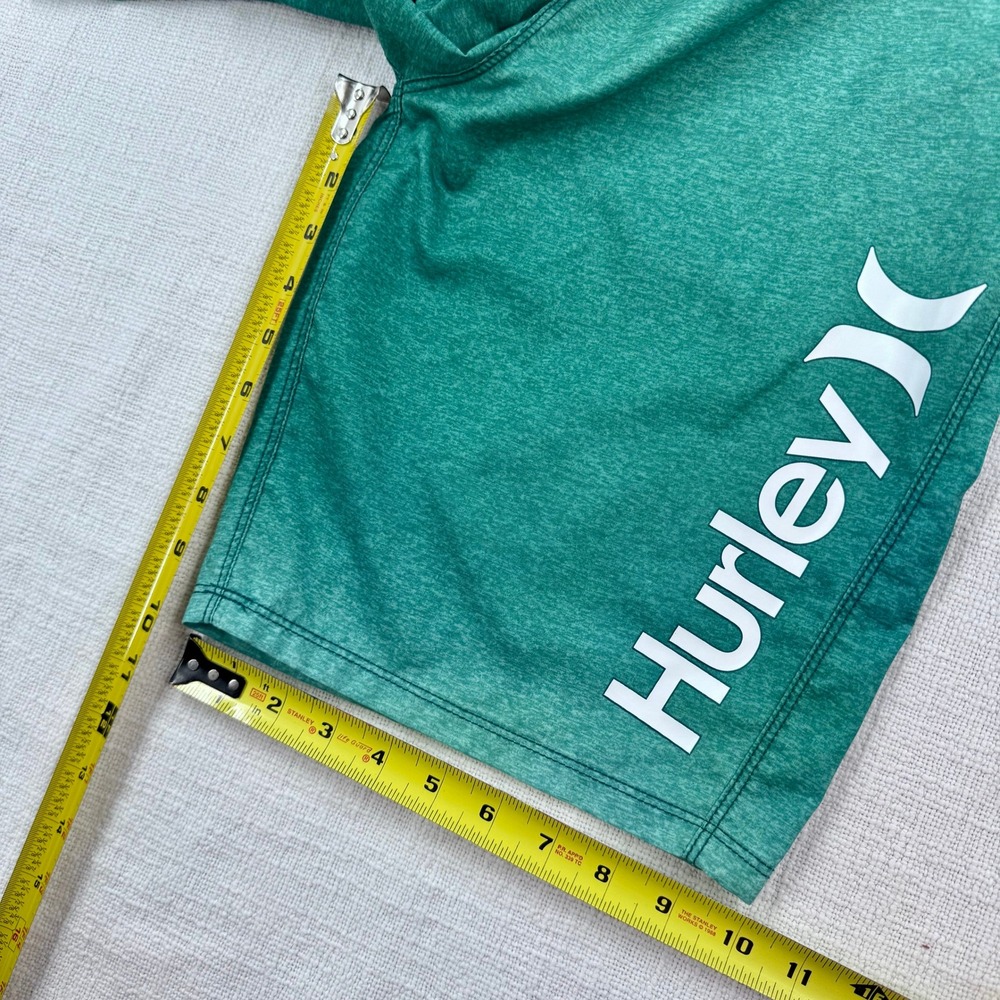 Hurley Block Party Board Shorts Mens 32 Green Heathered Swim Trunks Buckle - Picture 8 of 8